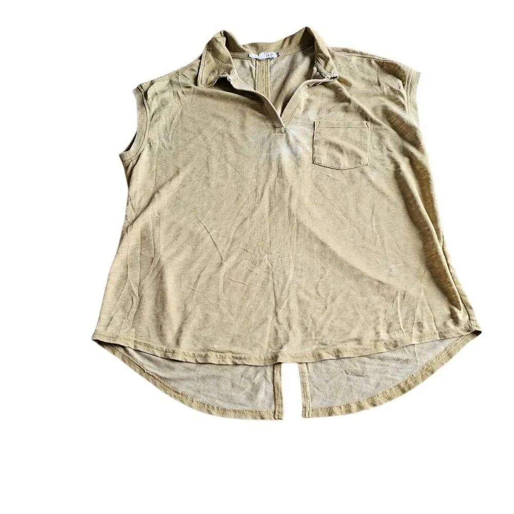 Jane + delancey womens Sz L yellow acid wash top